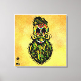 Tête de mort mexicaine hipster skulls barbu et mou キャンバスプリント