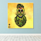 Tête de mort mexicaine hipster skulls barbu et mou キャンバスプリント (インサイチュ (ウッドフロア))