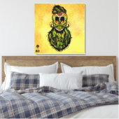 Tête de mort mexicaine hipster skulls barbu et mou キャンバスプリント (インサイチュ (寝室))