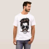 tete de mort moustache hipster crane skull moustac tシャツ (正面フル)
