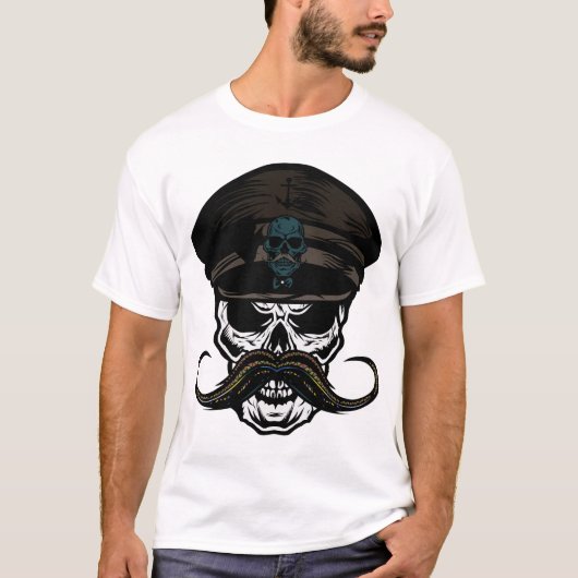 tete de mort moustachu kepi casquette moustache hi tシャツ (正面)