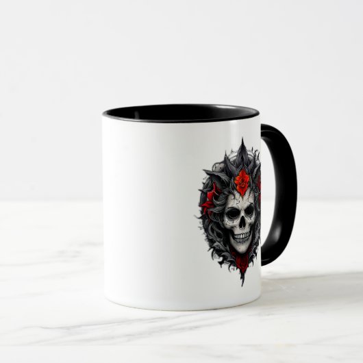 Tête de mort ornée de motifs gothiques. マグカップ (正面右)
