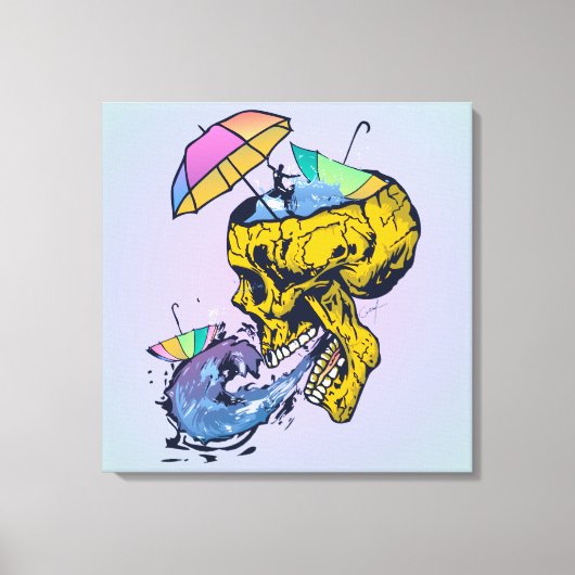 tete de mort parapluies sous la pluie surf キャンバスプリント (正面)