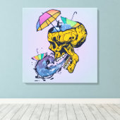 tete de mort parapluies sous la pluie surf キャンバスプリント (インサイチュ (ウッドフロア))