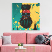 Tête de mort punk hipster G-skulls crâne abstrait キャンバスプリント (インサイチュ (リビング))