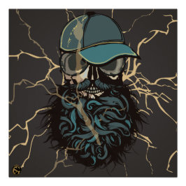 Tête de mort punk hipster G-skulls crâne foudre ポスター