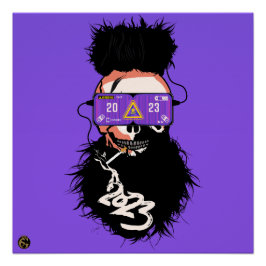 Tête de mort punk hipster G-skulls crâne metaverse ポスター