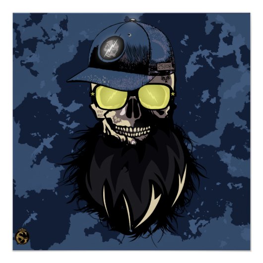 Tête de mort punk hipster G-skulls crâne storm ポスター (正面)