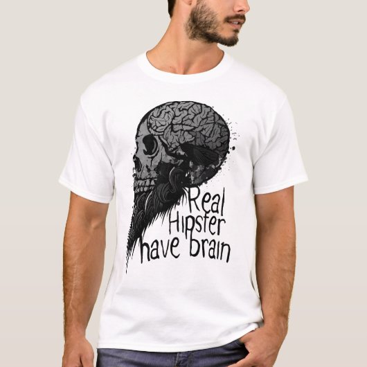tete de mort real hipster have brain crane skull b tシャツ (正面)