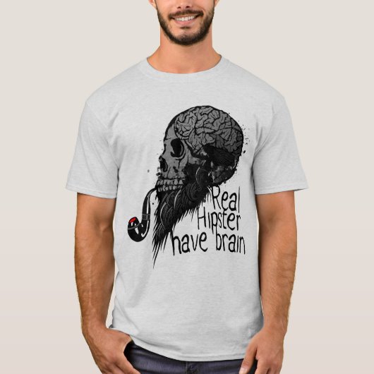 tete de mort real hipster have brain crane skull p tシャツ (正面)