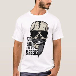 tete de mort real skull barbers hipster barbu mous tシャツ