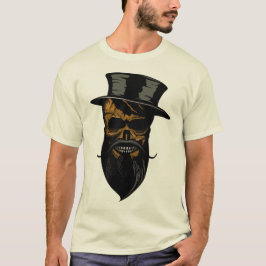 tete de mort skull crane hipster barbu chapeau mou tシャツ
