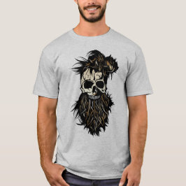 tete de mort skull hipster barbu barbe anneau nez  tシャツ
