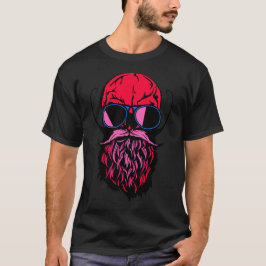 tete de mort skull hipster crane barbe barbu moust tシャツ