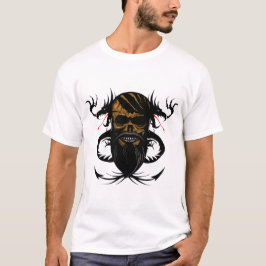 tete de mort skull hipster dragon tribal crane bar tシャツ