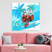 Tete de mort vacances surfer shaka crâne キャンバスプリント (インサイチュ (リビング))