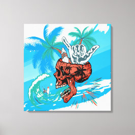 Tete de mort vacances surfer shaka crâne キャンバスプリント