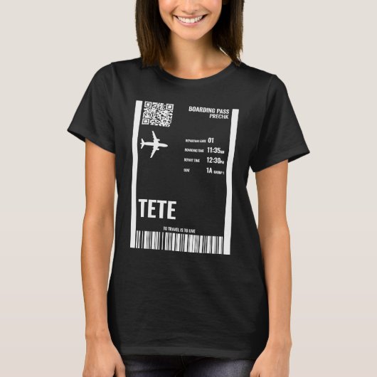 Tete Mozambique Boarding Pass Airline Ticket Trave Tシャツ (正面)