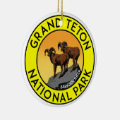 Tetonの国立公園のワイオミング壮大なオオツノヒツジ セラミックオーナメント (右)