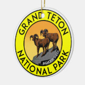 Tetonの国立公園のワイオミング壮大なオオツノヒツジ セラミックオーナメント (左)
