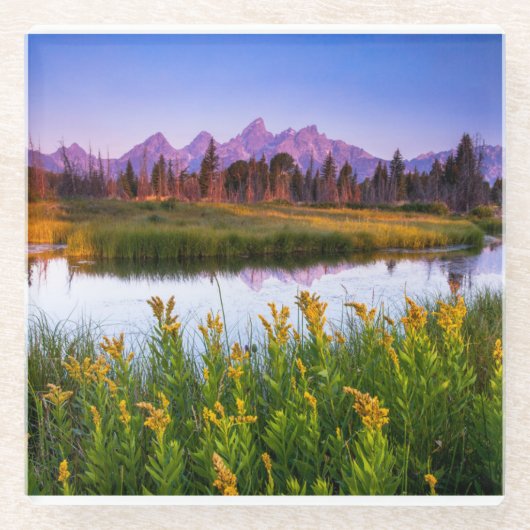 Tetonの日の出 ガラスコースター (正面)