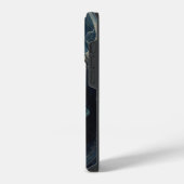 Teufel Totenkopf mit funkelnden blauen Augen iPhoneケース (左側面)