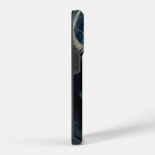 Teufel Totenkopf mit funkelnden blauen Augen iPhoneケース (右側面)