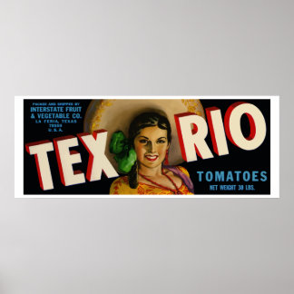 Tex Rio (ヴィンテージトマトのラベル) ポスター