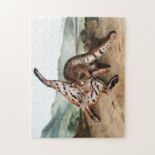 Texan Lynx (Lynx rufus var maculatus)イラストレーション ジグソーパズル (縦)