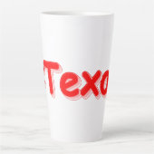 「#Texas」かわいいデザイン。買今 カフェラテマグ (正面)
