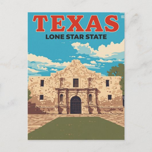 Texas Alamo Vintage Travel ポストカード (正面)