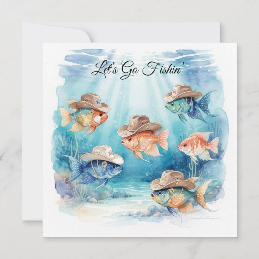 Texas Aquarium Cowboy Fish Party Invitation  招待状 (正面)