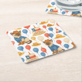 Texas Birthday Themed for Cat Lovers  スクエアペーパーコースター (アングル)