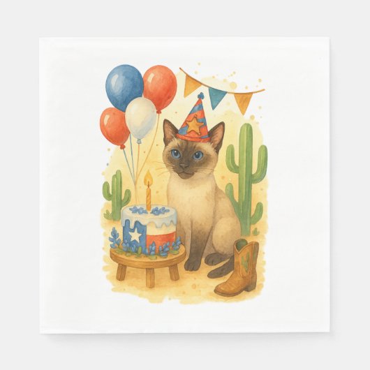 Texas Birthday Themed for Cat Lovers  スタンダードランチョンナプキン (正面)