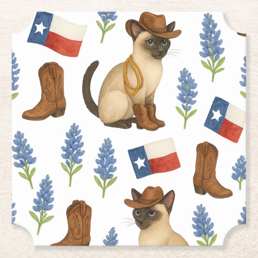 Texas Birthday Themed for Cat Lovers  ペーパーコースター (正面)