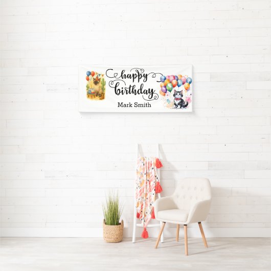 Texas Birthday Themed for Cat Lovers 横断幕 (インサイチュ)