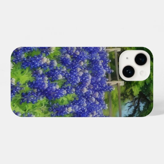 Texas Bluebonnet Art Blue Flower  iPhoneケース (裏面横)