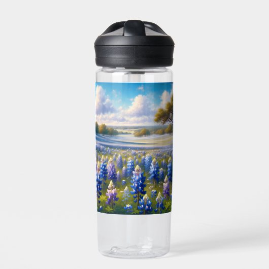 Texas Bluebonnet Meadow Landscape ウォーターボトル (正面)
