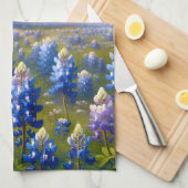 Texas Bluebonnet Meadow Landscape キッチンタオル (四つ折り)