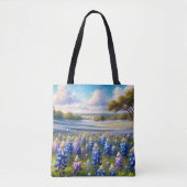 Texas Bluebonnet Meadow Landscape トートバッグ (正面)