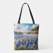 Texas Bluebonnet Meadow Landscape トートバッグ (裏面)
