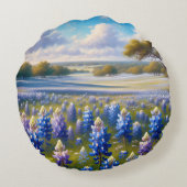 Texas Bluebonnet Meadow Landscape ラウンドクッション (裏面)