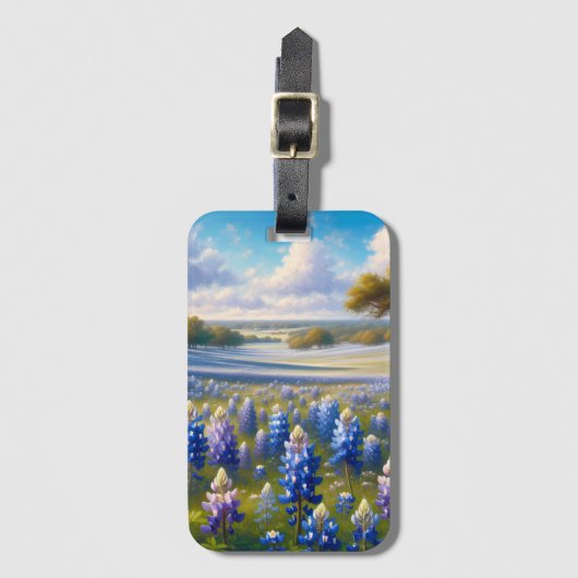 Texas Bluebonnet Meadow Landscape ラゲッジタグ (正面縦)