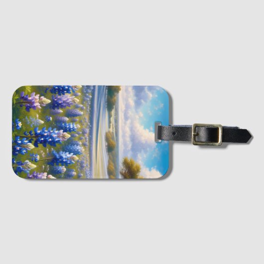 Texas Bluebonnet Meadow Landscape ラゲッジタグ (正面横)