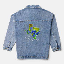 Texas Bluebonnets Hill Country Typography デニムジャケット