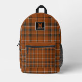 Texas burnt orange checkered plaid tartan プリントバックパック (正面)