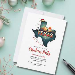 Texas Christmas Map Holiday Party 招待状