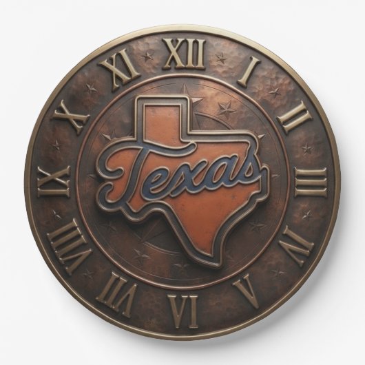 Texas Copper Medallion State Map ペーパープレート (正面)