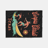 Texas Corpus Christi Tx Surfer Surfing Fishing Pie フリースブランケット (正面(横))