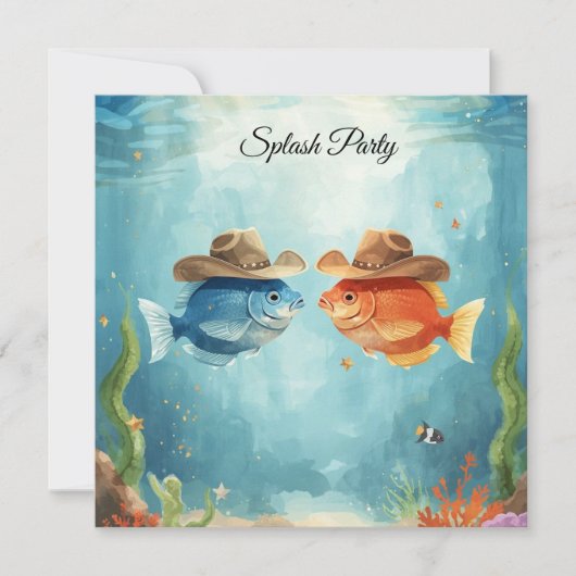 Texas  Cowboy Fish Party Invitation  招待状 (正面)